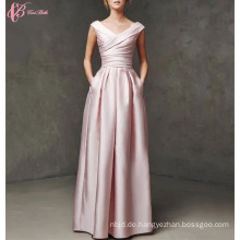 2017 Sexy Frauen eine Linie Pleat Red Floor Lange lange rosa Prom Abendkleid